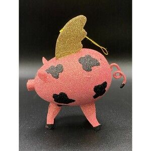 Flying Glitter Pig Ornament